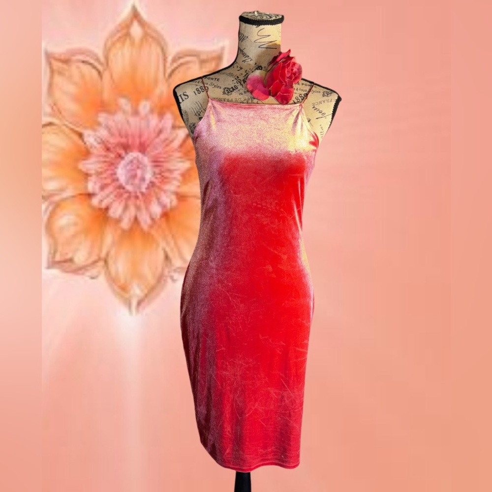 Forever 21 coral colored dress with a crushed velvet feel